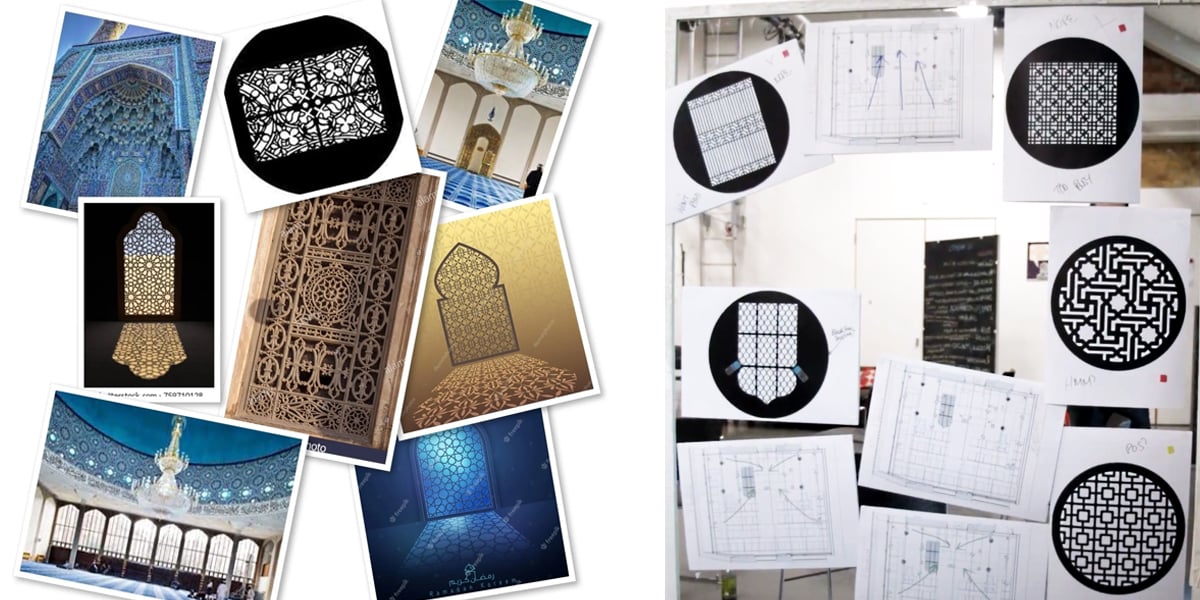 Inspirational images Sara Burns used to create her Mosque Window custom gobo