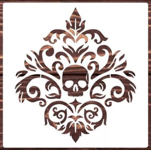 Damask pattern stencil for creating gothic wallpaper effects.