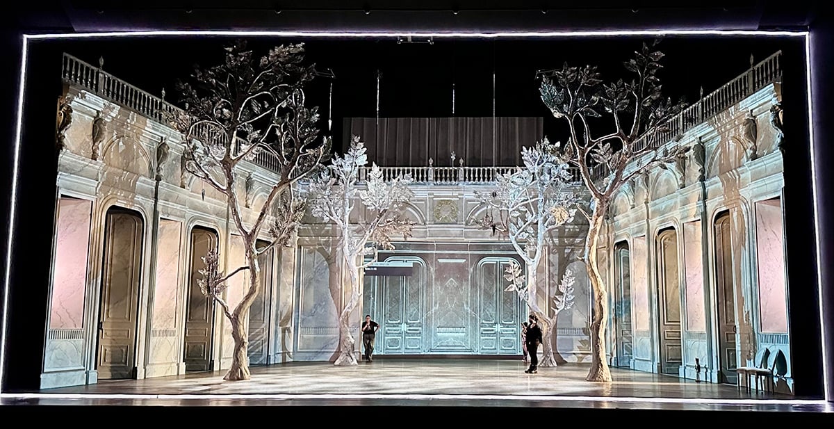 DMG DASH fixtures illuminate the open panels in the stage left and stage right walls for Indiana University's production of The Nutcracker.