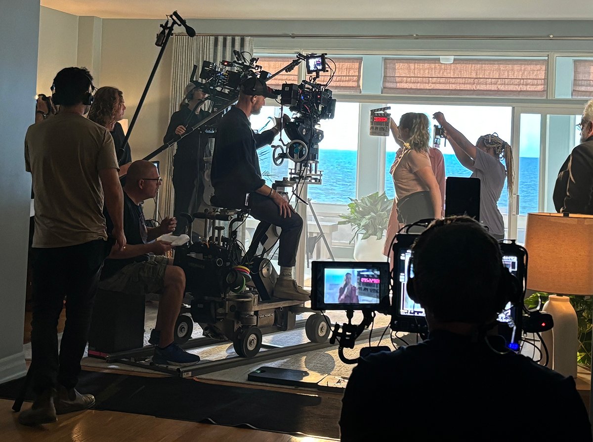 Rosco SoftDrop creates a convincing lake background outside Serena's house for The Handmaid's Tale series.