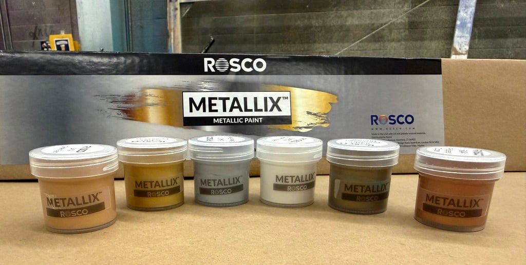 Rosco Metallix Test Kit used for testing metallic scenic paint finishes.
