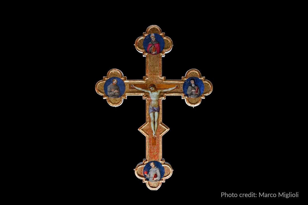 Raphael’s Cross of Procession with Franciscan Saints at Poldi Pezzoli Museum in Milan.