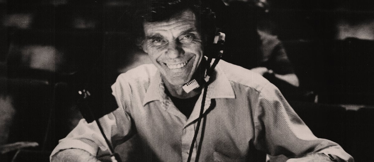 Lighting Designer Thomas R. Skelton, photographed sitting in the lighting booth at the Ohio Ballet.