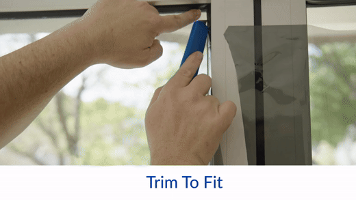 Rosco WindowCling is positioned on the window and cut to size using a matte knife.