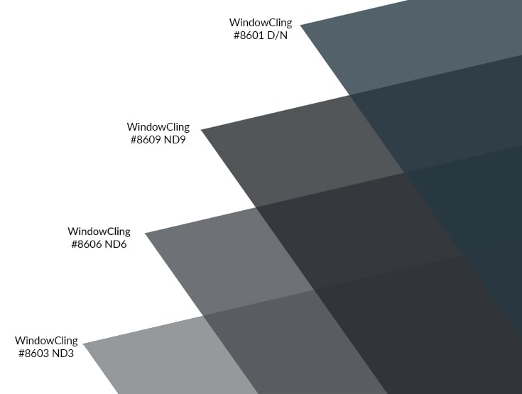 Rosco WindowCling product lineup: ND3, ND6, ND9 and Day/Night layer