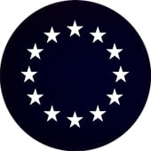 Projection of twelve stars arranged in a circular pattern onto the facade of Neue Burg during Lichtblicke Österreichs — Chromotopia Austria light art installation.