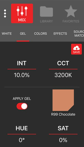 #R99 Chocolate is just one of the 139 Rosco True Color gel matches found inside our DMG Lighting fixtures and the myMIX app.