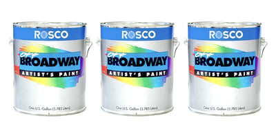 Cans of Rosco Off Broadway paint.