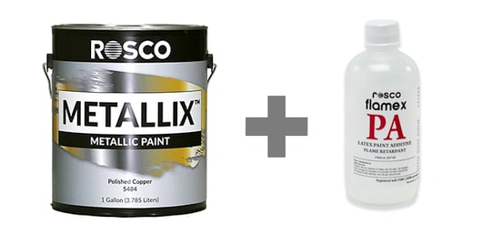 Rosco Metallix Paint and Flamex PA containers.