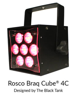 The Rosco Braq Cube 4C - a compact and powerful RGBW lighting fixture.