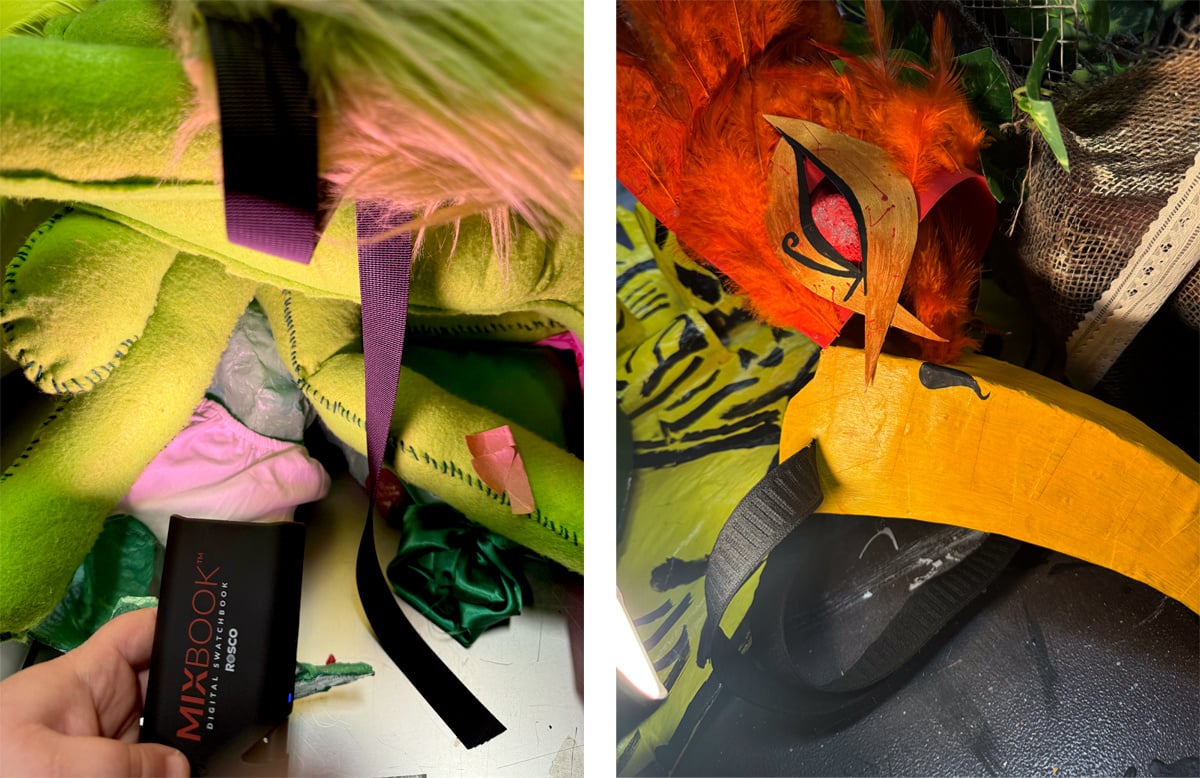 LD Hannah S. Wolland used Rosco MIXBOOK to see how different Rosco gel colors filters would render on the puppets.