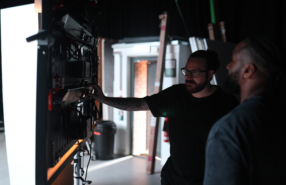 Cinematographer Adam Langdon with his Triple DMG MAXI on the set of sci-fi espionage short film Evenfall One.