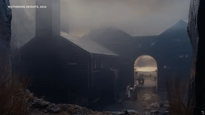 Large courtyard archway with a Rosco SoftDrop landscape in the background.