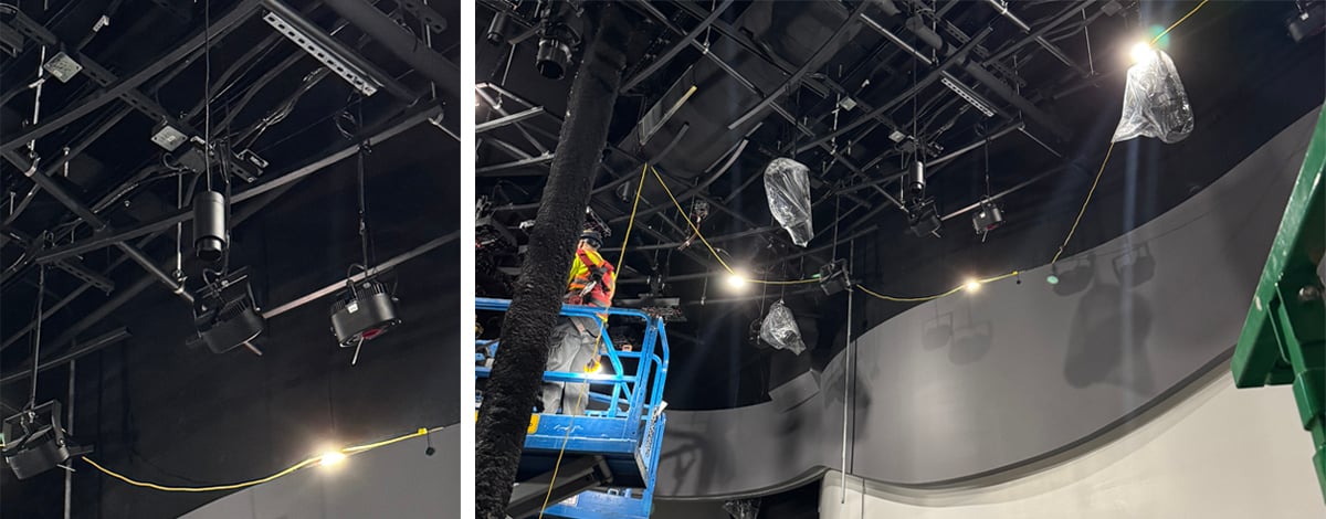 Rosco X Effects LED HO RGBW fixtures were mounted on the ceiling structure to provide consistent illumination across the bulkhead.