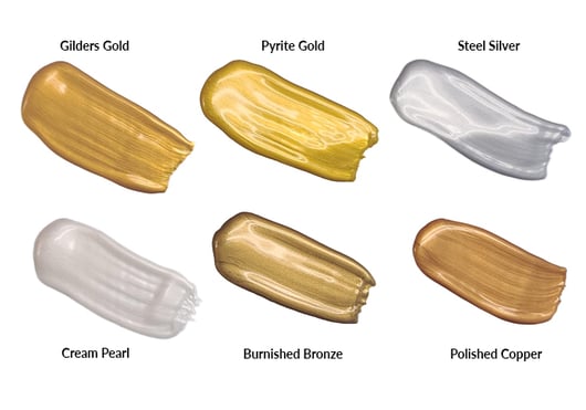 Six Rosco Metallix paint colors.