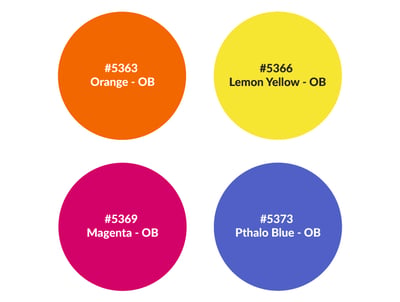 Four Rosco Off Broadway scenic paint colours.