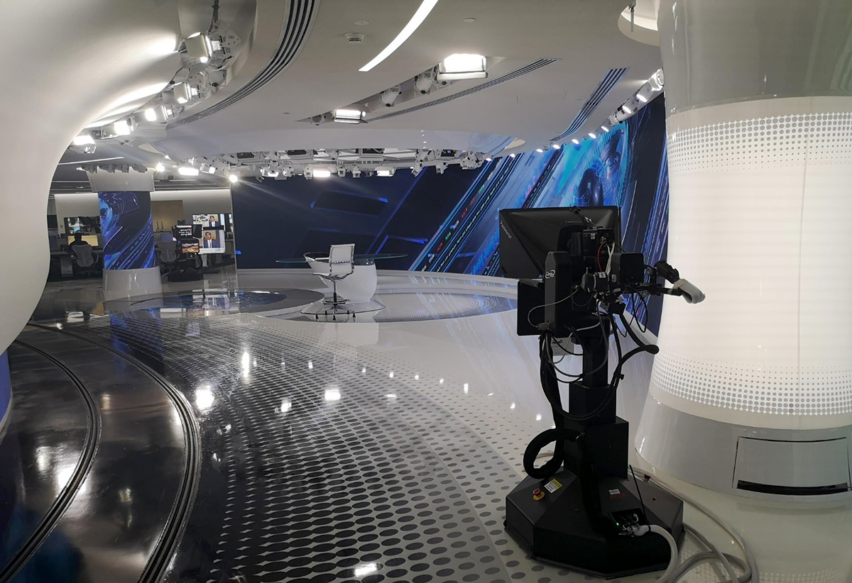 Broadcast lighting fixtures inside Al Arabiya studio in Dubai