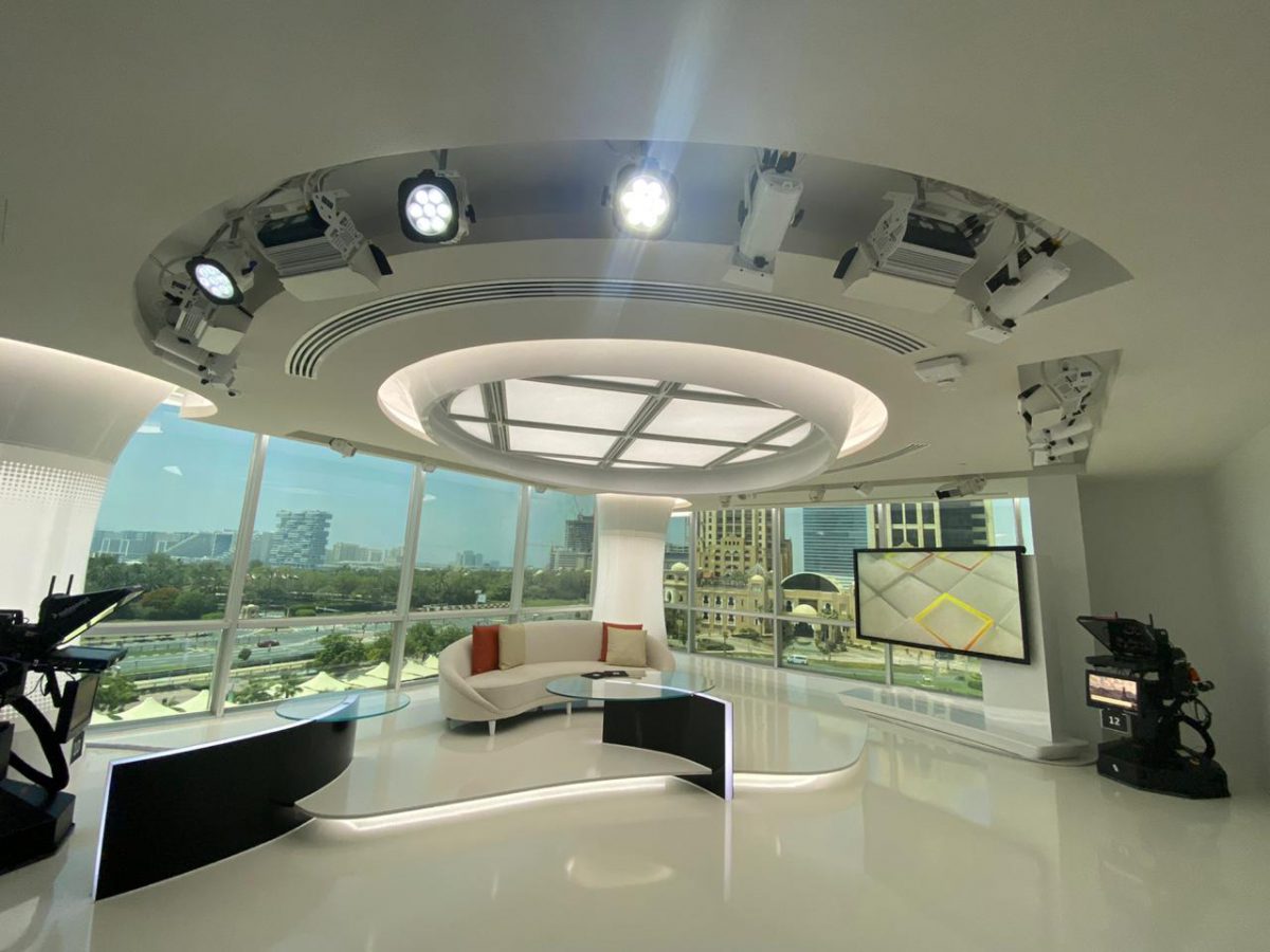 Braq Cubes & RoscoLED Tape provide flexible broadcast lighting inside the window interview set.